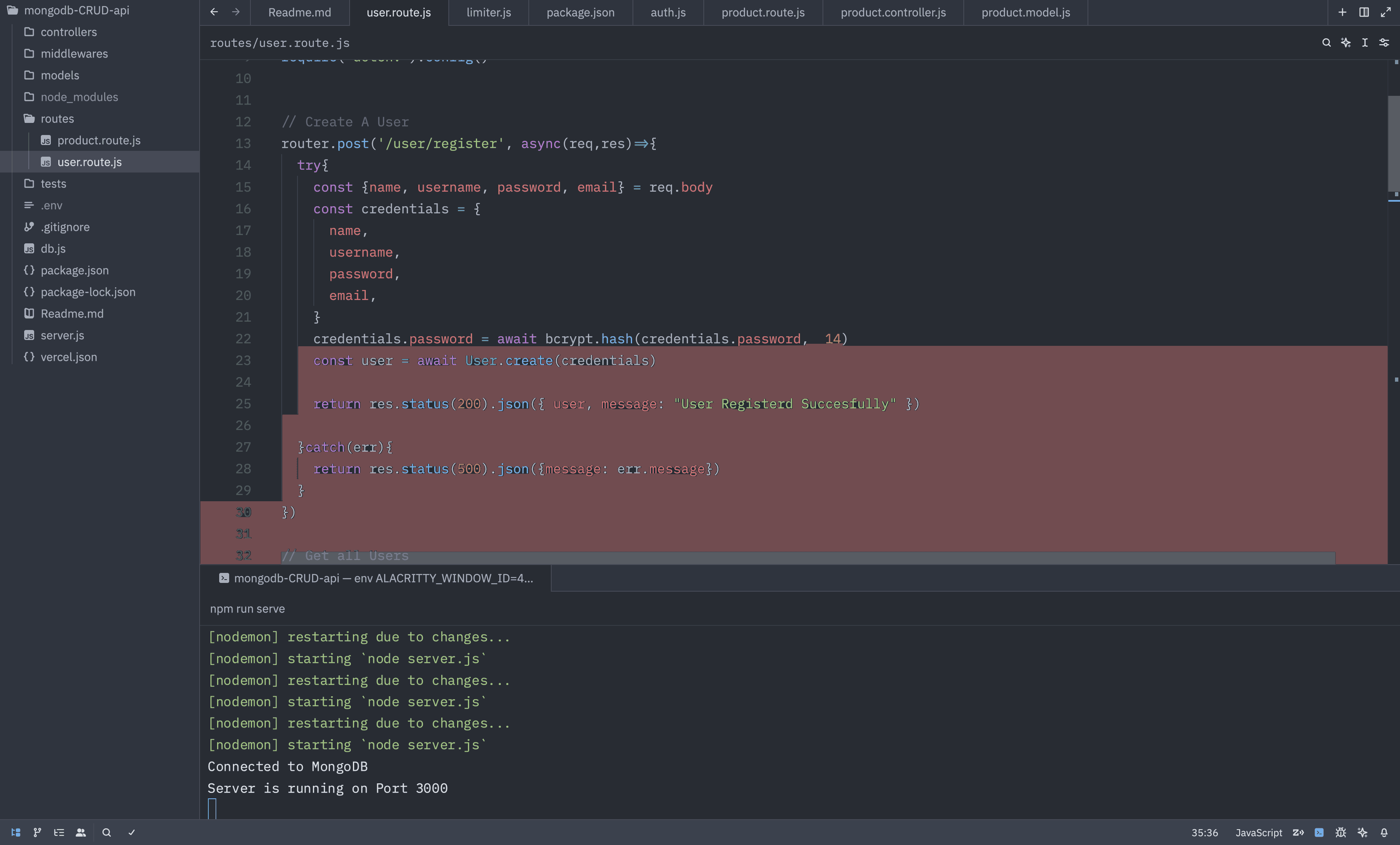 MongoDB & Express CRUD API — frame 1