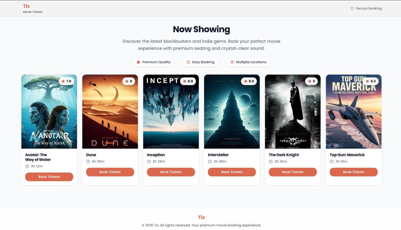 Tix - Movie Ticket Booking App screenshot
