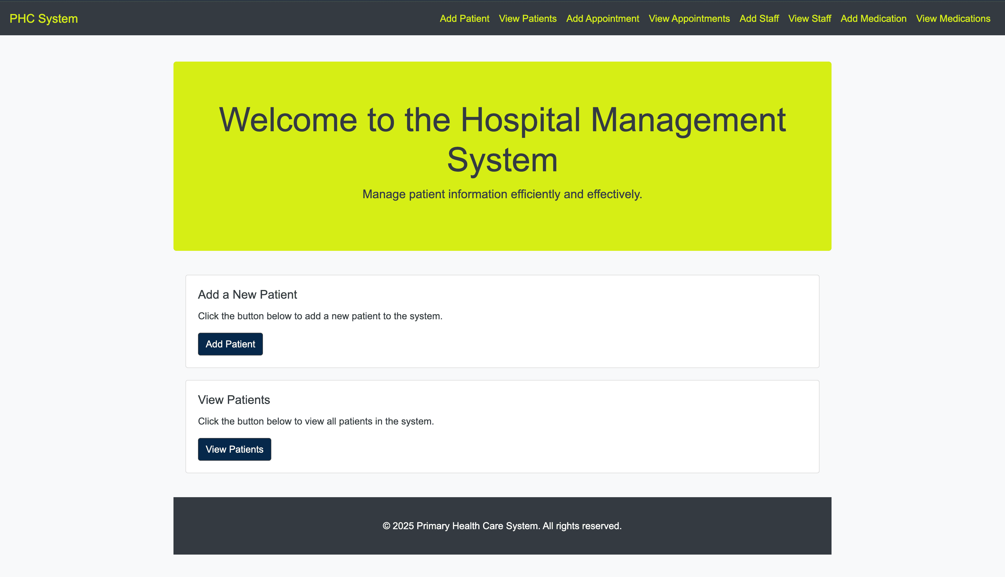 Primary Healthcare System screenshot